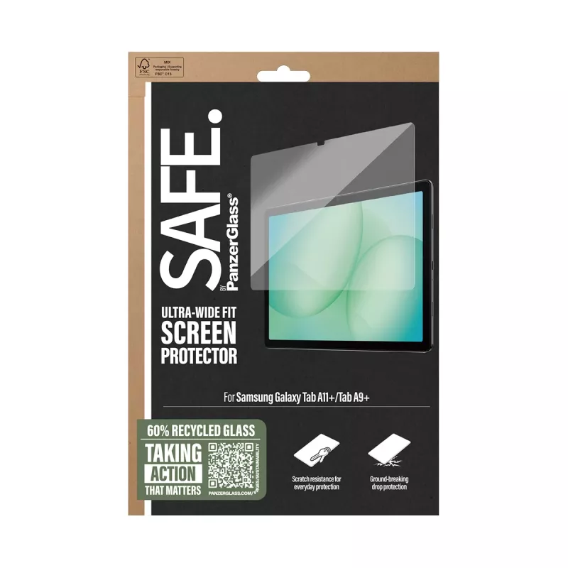 PanzerGlass SAFE. by ® protezione display Samsung Galaxy Tab A11+ | Tab A9+ | Ultra-Wide Fit