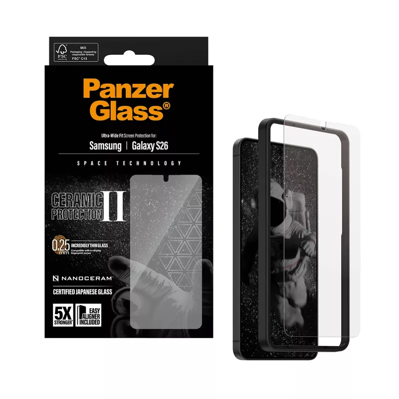 PanzerGlass® protezione display in ceramica Samsung Galaxy S26 | Ultra-Wide Fit con EasyAligner