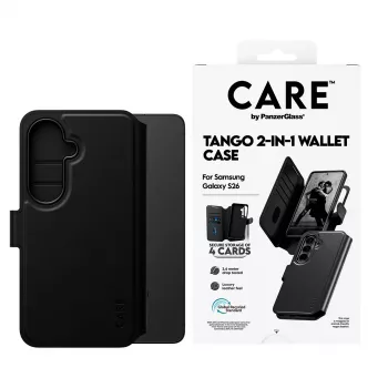 PanzerGlass CARE custodia portafoglio 2-in-1 con Qi per Samsung Galaxy S26, custodia trasparente