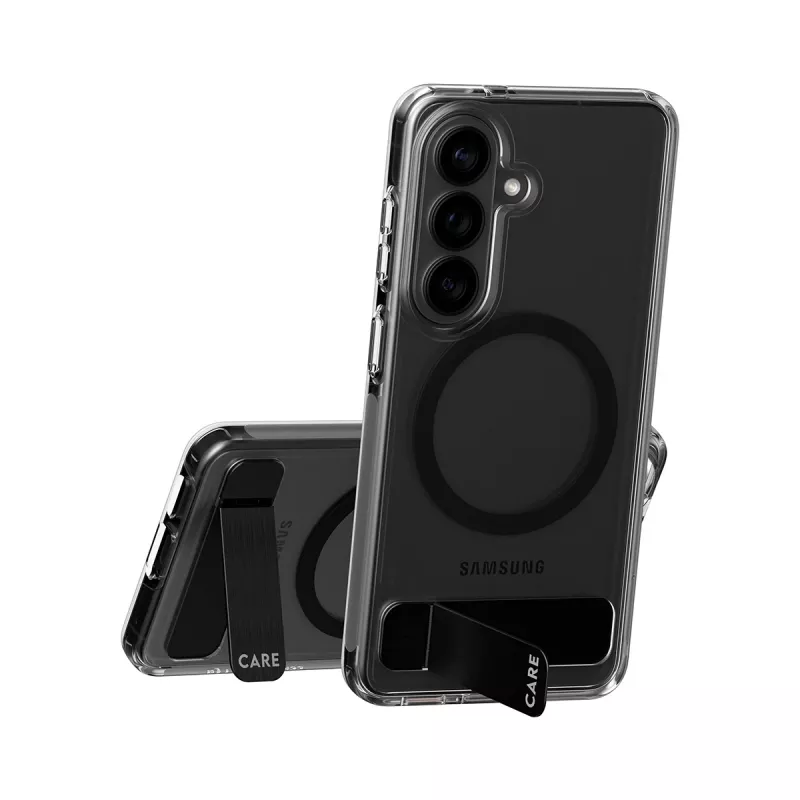 Custodia protettiva PanzerGlass CARE™ Urban Explorer Case per Samsung Galaxy S26, trasparente con supporto nero e supporto Qi