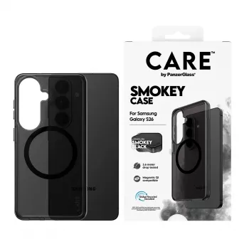 Custodia protettiva PanzerGlass CARE™ Smokey Case con Qi nero per Samsung Galaxy S26