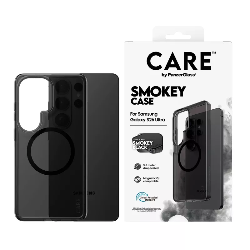 Custodia protettiva PanzerGlass CARE Urban Explorer Case Smokey con Qi nero per Samsung Galaxy S26 Ultra