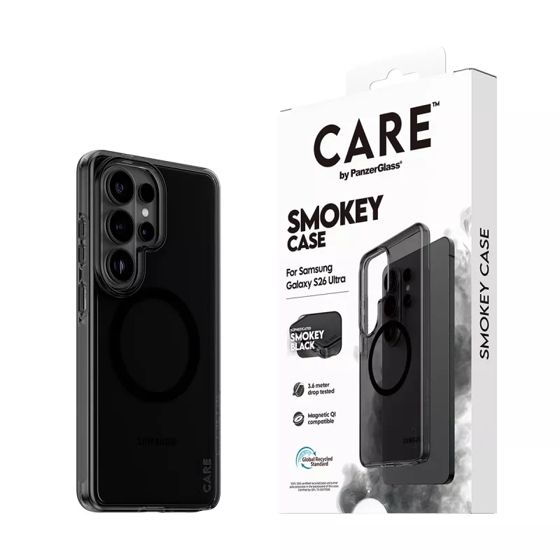 Custodia protettiva PanzerGlass CARE Urban Explorer Case Smokey con Qi nero per Samsung Galaxy S26 Ultra