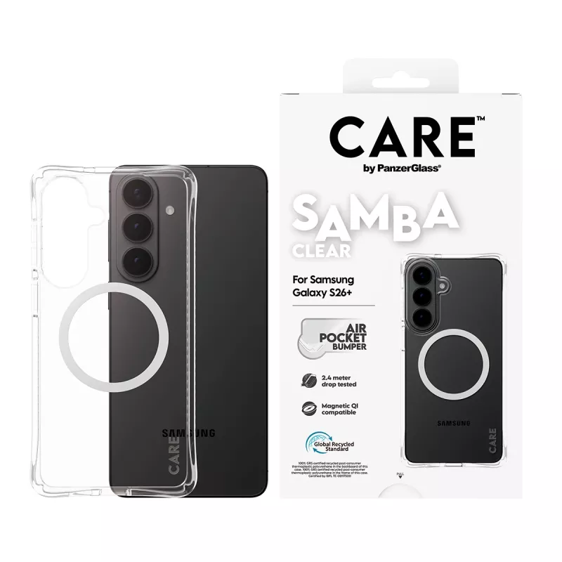 PanzerGlass CARE™ by ® Samba custodia trasparente con Qi bianco Samsung Galaxy S26+