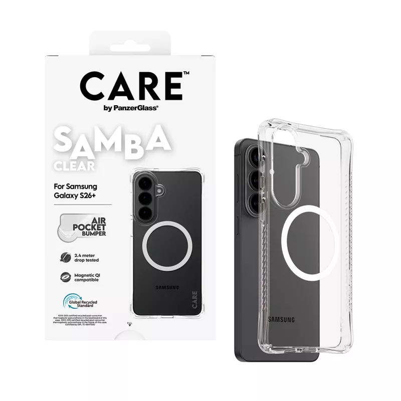 PanzerGlass CARE™ by ® Samba custodia trasparente con Qi bianco Samsung Galaxy S26+