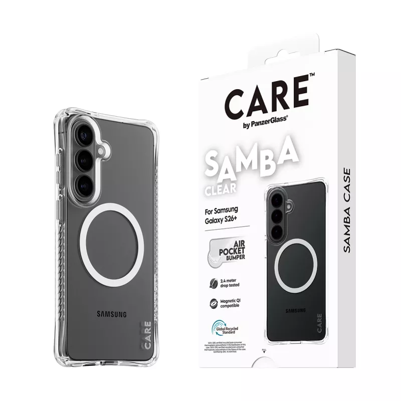 PanzerGlass CARE™ by ® Samba custodia trasparente con Qi bianco Samsung Galaxy S26+