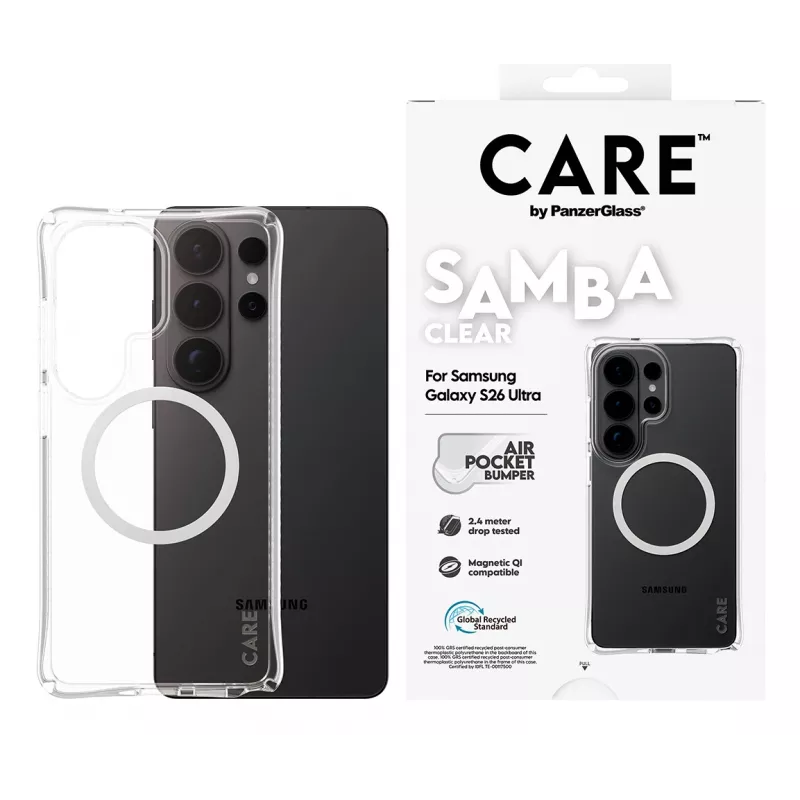PanzerGlass CARE™ by ® Samba custodia trasparente con Qi bianco Samsung Galaxy S26 Ultra