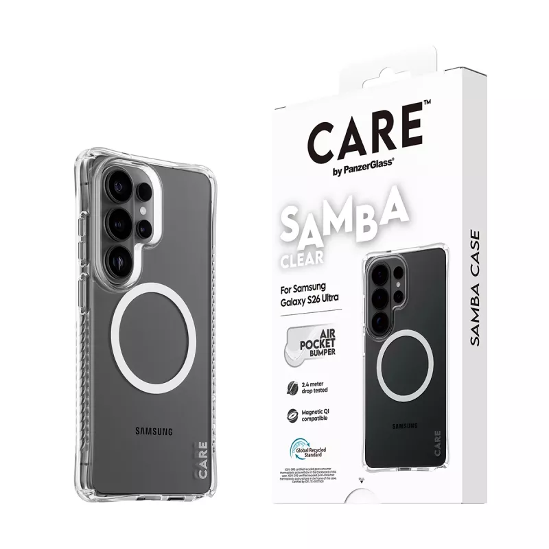 PanzerGlass CARE™ by ® Samba custodia trasparente con Qi bianco Samsung Galaxy S26 Ultra