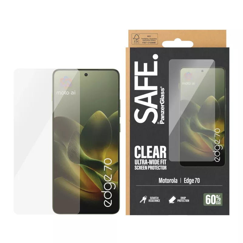 Pellicola protezione display PanzerGlass SAFE. by ® Motorola Edge 70 | Ultra-Wide Fit