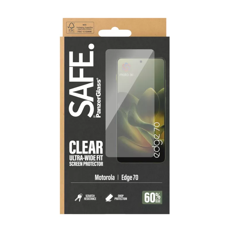 Pellicola protezione display PanzerGlass SAFE. by ® Motorola Edge 70 | Ultra-Wide Fit