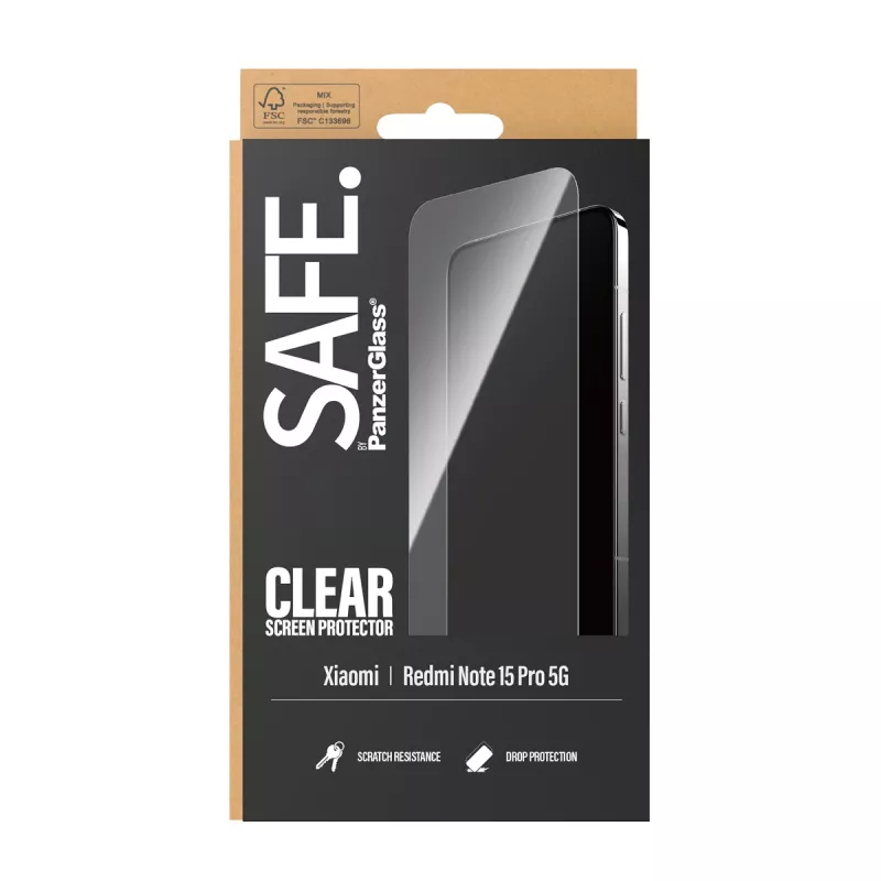 Protezione display PanzerGlass SAFE. by ® Xiaomi Redmi Note 15 Pro 5G | Ultra-Wide Fit