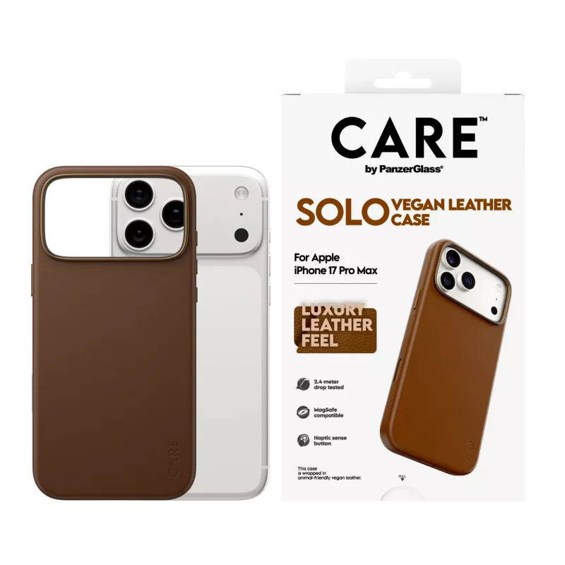 Custodia per cellulare PanzerGlass CARE Solo Case marrone per Apple iPhone 17 Pro Max, custodia, marrone