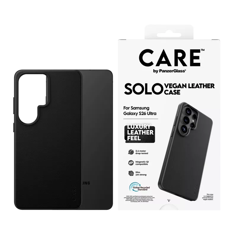 PanzerGlass CARE Solo custodia per Samsung Galaxy S26 Ultra, nero, compatibile Qi