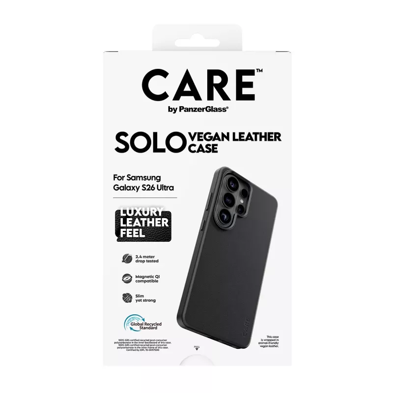 PanzerGlass CARE Solo custodia per Samsung Galaxy S26 Ultra, nero, compatibile Qi
