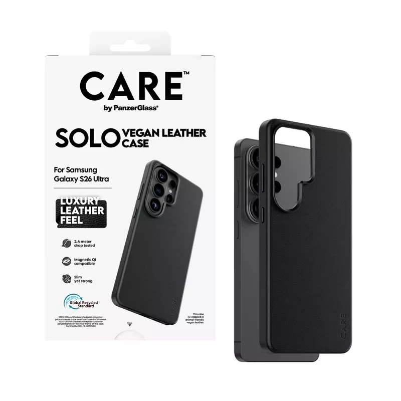 PanzerGlass CARE Solo custodia per Samsung Galaxy S26 Ultra, nero, compatibile Qi