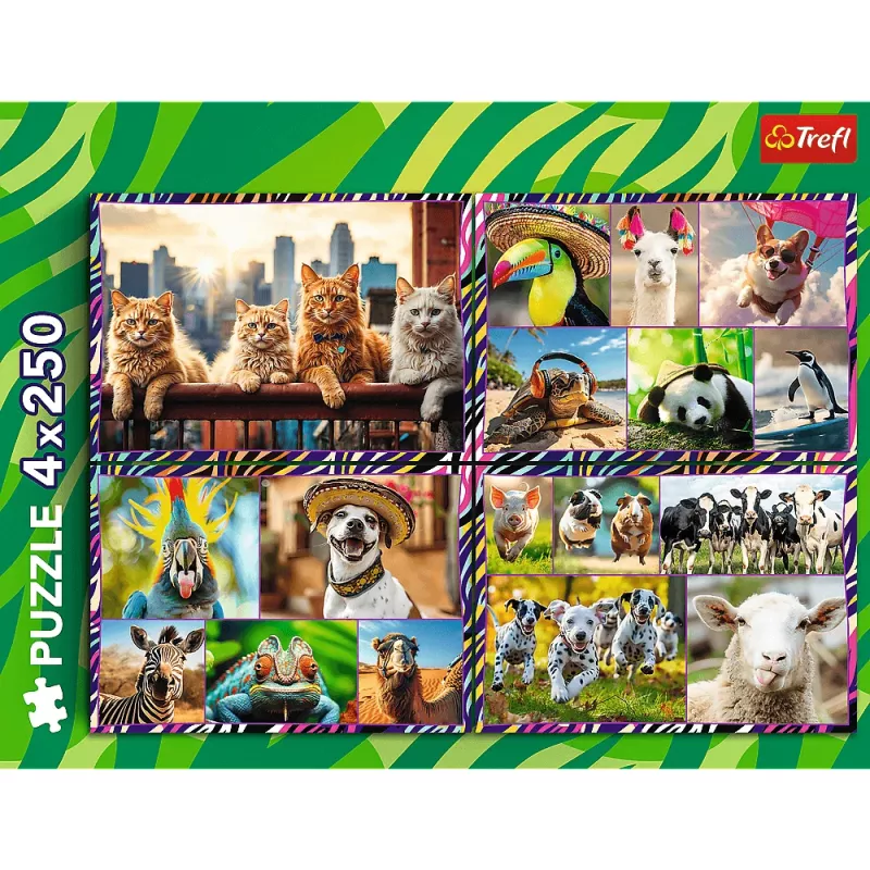 Puzzle TREFL Funny — 4 x 250 pezzi, set a tema per bambini