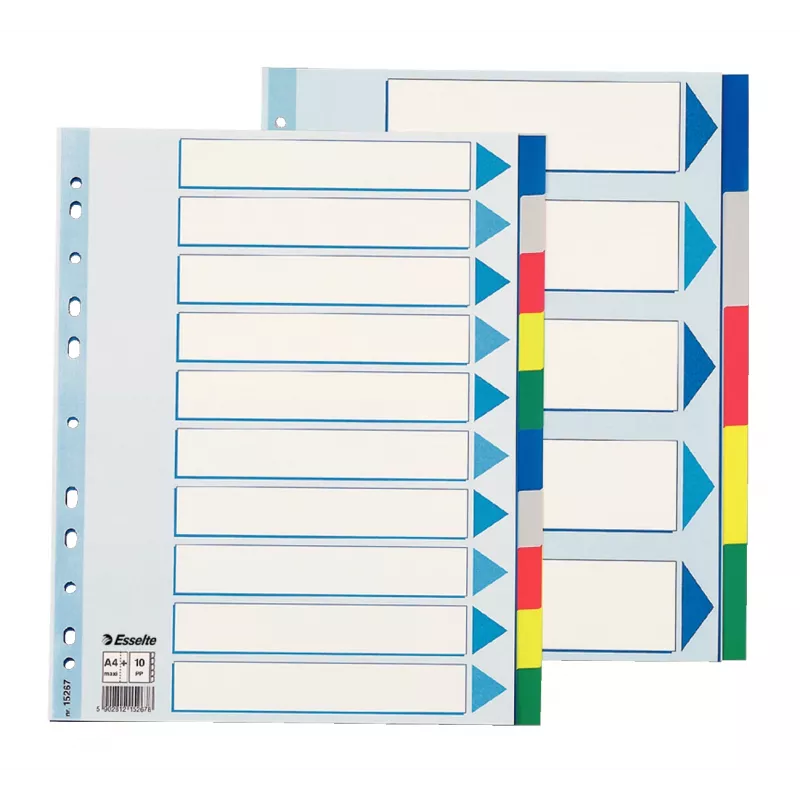 Linguette divisorie ESSELTE 5 pezzi A5 polipropilene colorato, per archiviare e indicizzare