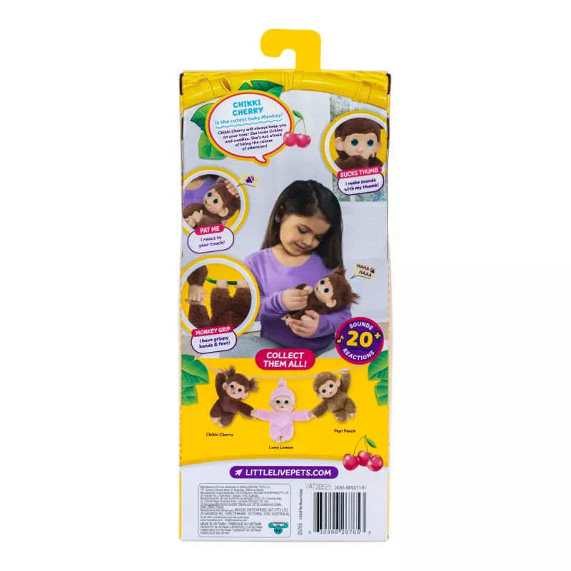 Moose Toys Little Live Pets My Baby Monkey 'Chikki Cherry', ragazzo/ragazza, 2 anni, con suono