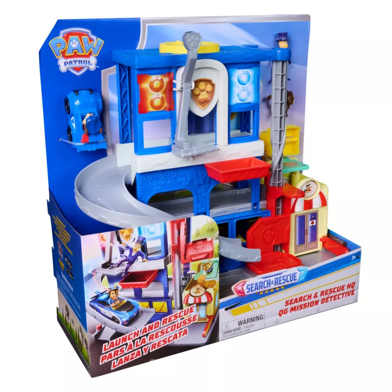 PAW Patrol: Pup Squad, Search & Rescue HQ set di gioco con Chase Pup Squad Racer, action figure Humdinger & Kitty Pal, giocattolo per bambini e bambine da 3 anni