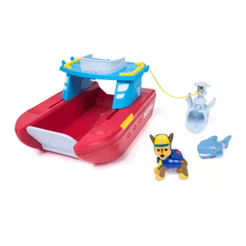 PAW Patrol Sea Patroller Vehicle con figura Chase e squalo, 2 modalità di pattugliamento, giocattolo per bambini e bambine da 3 anni
