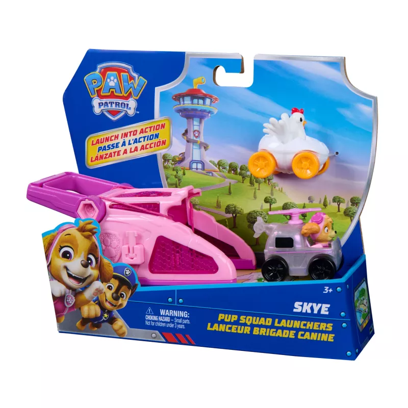 PAW Patrol Skye Pup Squad Launchers con veicolo Chickaletta confezione da 2, giocattolo per bambini e bambine da 3 anni