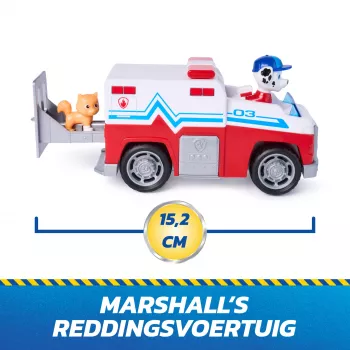 PAW Patrol: Search & Rescue, Marshall Rescue Responder veicolo con 2 figure, camion giocattolo con azione a richiamo, giocattolo per bambini e bambine da 3 anni