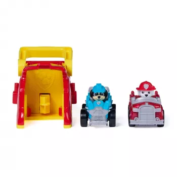 PAW Patrol Marshall Pup Squad Launchers con veicolo Rex confezione da 2, giocattolo per bambini e bambine da 3 anni