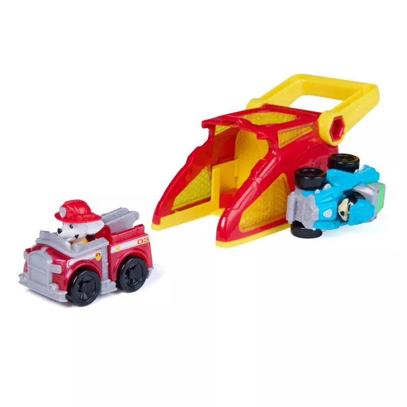 PAW Patrol Marshall Pup Squad Launchers con veicolo Rex confezione da 2, giocattolo per bambini e bambine da 3 anni