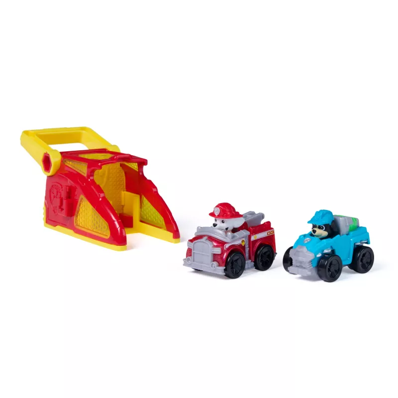 PAW Patrol Marshall Pup Squad Launchers con veicolo Rex confezione da 2, giocattolo per bambini e bambine da 3 anni