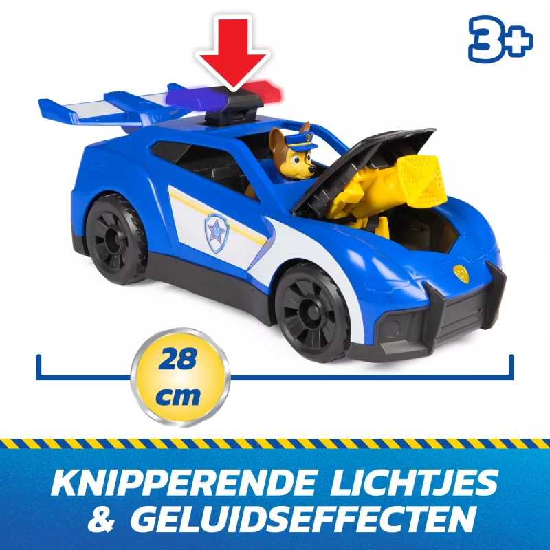 PAW Patrol: Search & Rescue, Chase Launch 'N' Rescue Cruiser con figura & 2 proiettili, luci, suoni & lanciatore nascosto, giocattolo per bambini e bambine da 3 anni