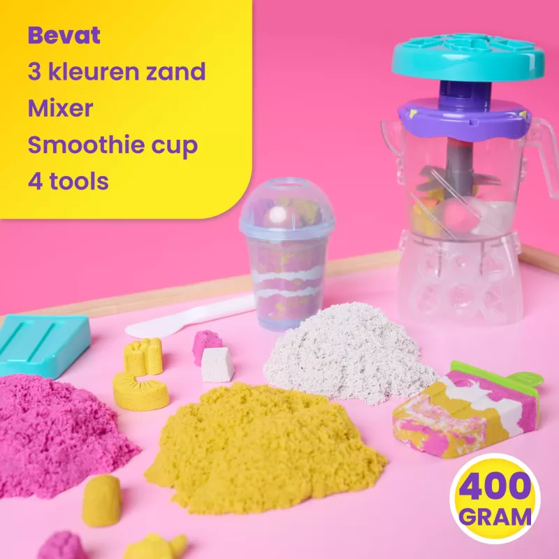 Kinetic Sand, set di gioco frullatore per smoothie, riempimento cestino di Pasqua, include 14 oz di sabbia modellabile, strumenti e stampo gelato, giocattolo cibo giocattolo