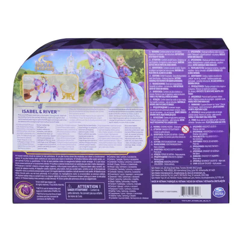 Unicorn Academy, Train & Glow Light-up River unicorno con Isabel, idea regalo di Pasqua, bambole & giocattolo unicorno per bambine, include 3 accessori per l'addestramento