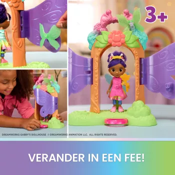 Gabby's Dollhouse Fairylandia, Fairy Magic Reveal set di gioco con funzione di trasformazione e accessori per la casa delle bambole, giocattolo per bambine & bambini da 3 anni
