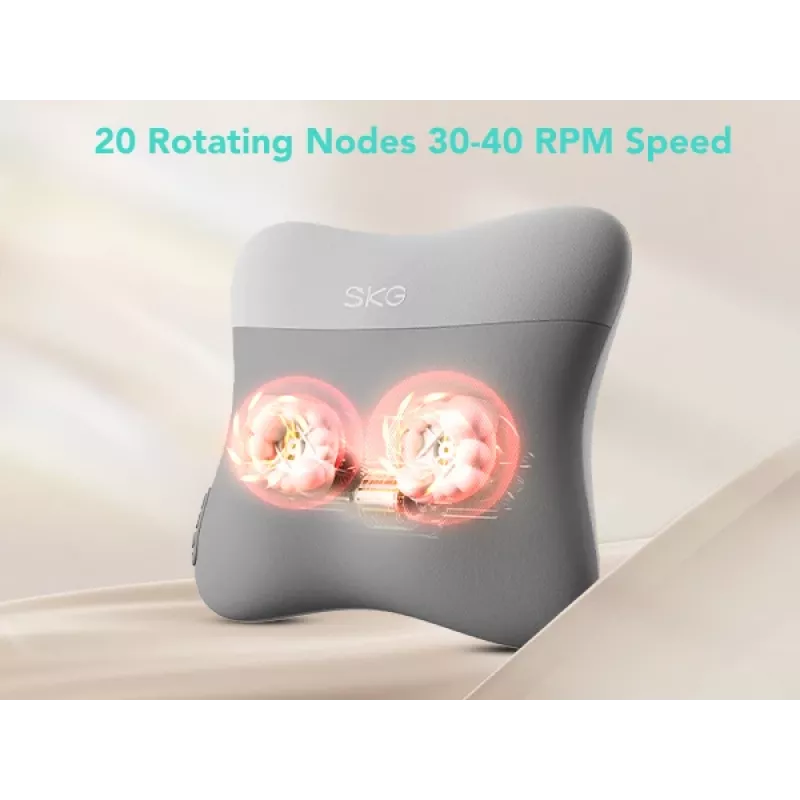 Cuscino massaggiante SKG VS500 — massaggio impastante, a batteria 10 W, batteria ricaricabile integrata, grigio