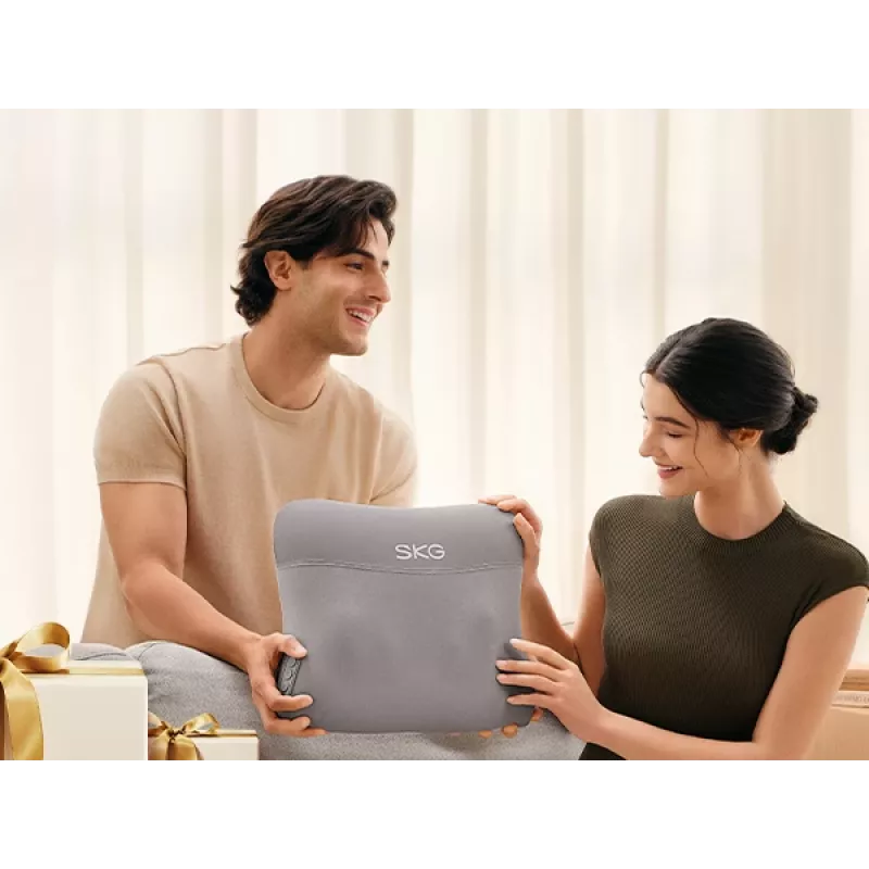 Cuscino massaggiante SKG VS500 — massaggio impastante, a batteria 10 W, batteria ricaricabile integrata, grigio