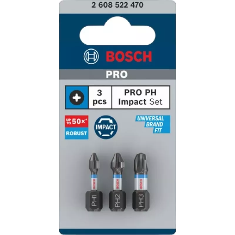 Set di punte per cacciavite Bosch Phillips 3 pezzi 2608522470