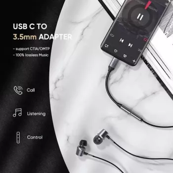 Cavo per telefono cellulare Ugreen 30632 USB-C a 3,5 mm nero