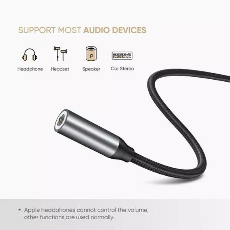 Cavo per telefono cellulare Ugreen 30632 USB-C a 3,5 mm nero