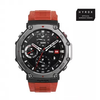 Amazfit T-Rex 3 Lava 3,81 cm (1,5 pollici) AMOLED 48,5 mm digitale 480 x 480 pixel touchscreen nero, acciaio inox GPS (satellitare)