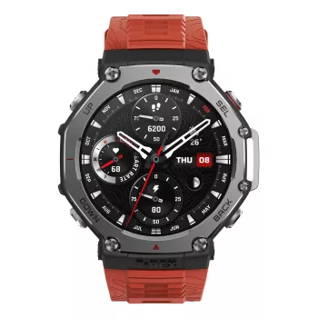 Amazfit T-Rex 3 Lava 3,81 cm (1,5 pollici) AMOLED 48,5 mm digitale 480 x 480 pixel touchscreen nero, acciaio inox GPS (satellitare)