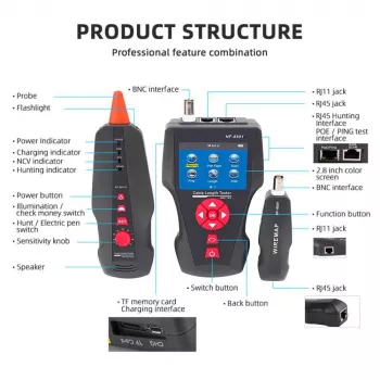Tester per cavi LYNX CS TLCD88 — tester LCD per Cat3/Cat5E/Cat6 e rilevamento PoE