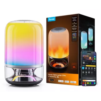 Lampada da tavolo Govee H6020 Table Lamp 2 Pro Sound by JBL — RGBIC + bianco caldo, 600 lm, Wi-Fi e Bluetooth, 5200 mAh