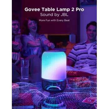 Lampada da tavolo Govee H6020 Table Lamp 2 Pro Sound by JBL — RGBIC + bianco caldo, 600 lm, Wi-Fi e Bluetooth, 5200 mAh