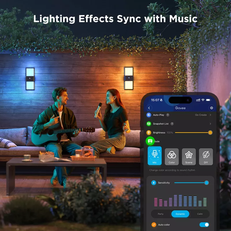 Applique da esterno Govee H7078CD1 Smart RGB con cambio colore, controllo Wi-Fi/app
