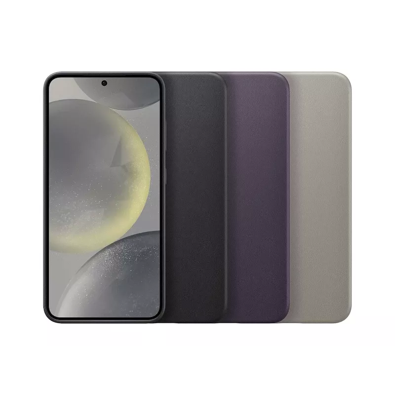 Custodia per cellulare Samsung Vegan Leather Case per Galaxy S24, pelle PU, nero, per schermo da 6,2 pollici