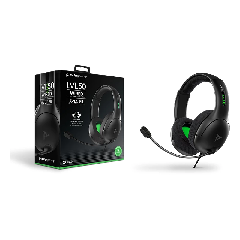 PDP LVL50 headset con filo archetto gaming nero, verde, grigio