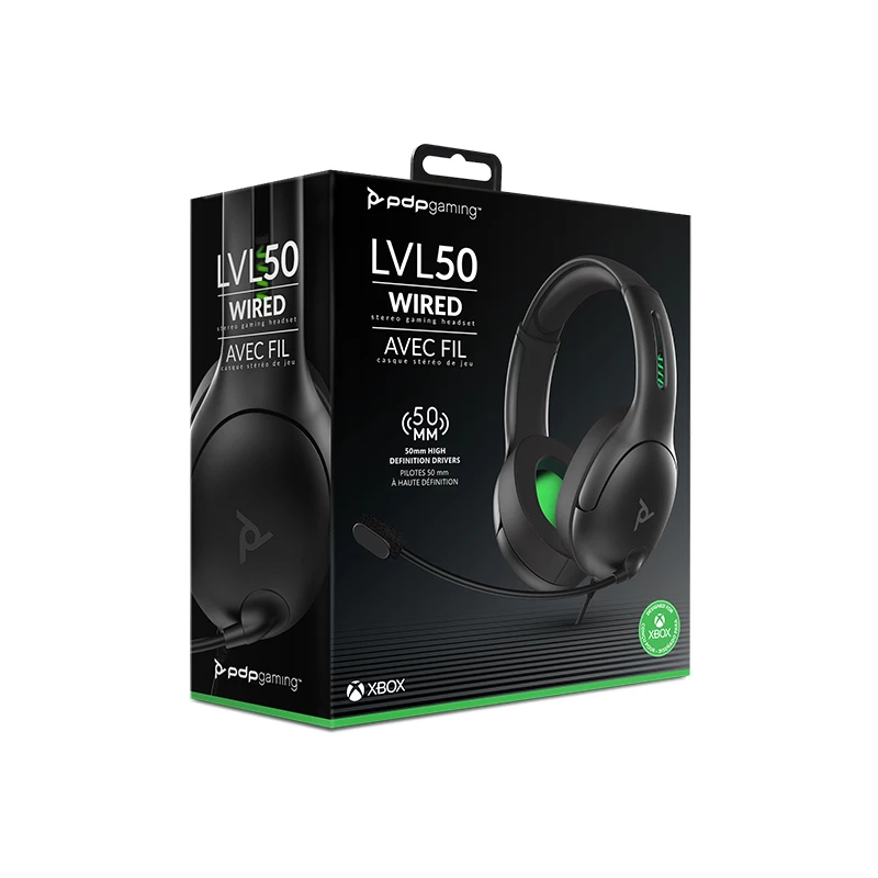 PDP LVL50 headset con filo archetto gaming nero, verde, grigio