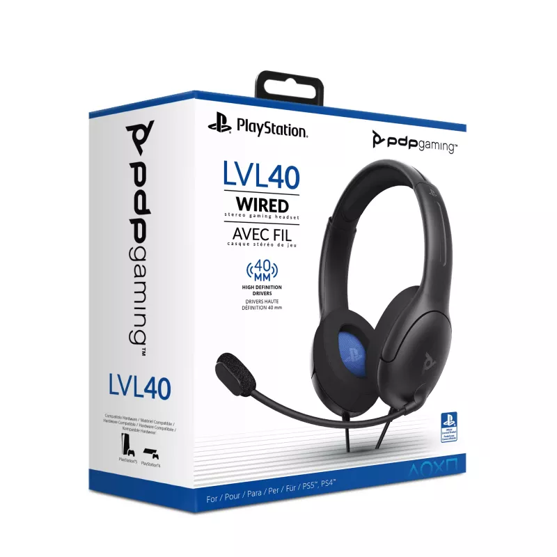 PDP LVL50 headset con filo PS4 bianco - driver da 50 mm, con filo, con filo, gaming, headset, nero