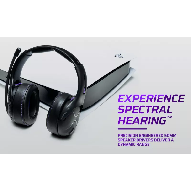 Headset VICTRIX Gambit Wireless — con filo e senza fili, 20–20000 Hz, cavo da 2 m, 301 g, nero/viola