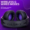 Headset VICTRIX Gambit Wireless — con filo e senza fili, 20–20000 Hz, cavo da 2 m, 301 g, nero/viola